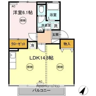 サニーハイム B棟【2階】の間取り