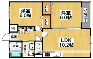 高師浜シーサイドマンションⅤ番館【2階】の間取り