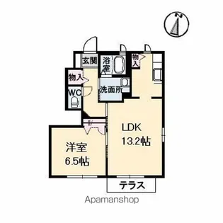 ヴィラシーン神辺 B棟【1階】の間取り