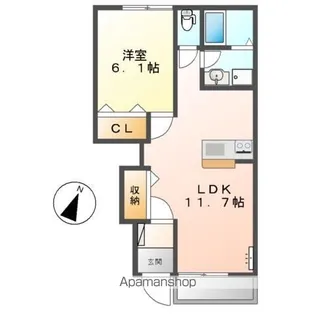 メルヴェユーイーグルⅡ【102号室】の間取り