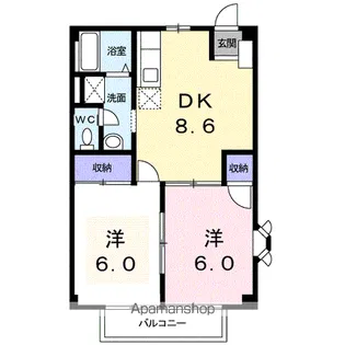 シーサイドメゾン十禅寺B【1階】の間取り