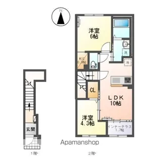 森本2丁目新築アパートⅢ【2階】の間取り