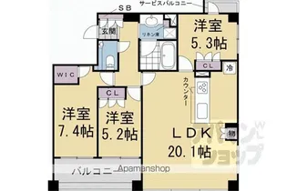シエリア京都四条烏丸【302号室】の間取り