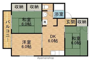 ハピネスブルーB【1階】の間取り