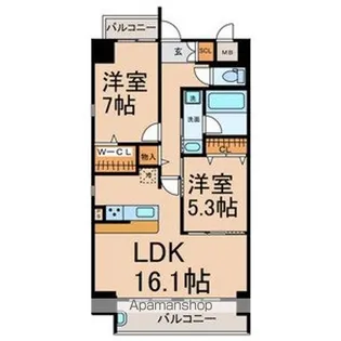 KAMEZIMA RESIDENCE【9A号室号室】の間取り