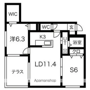 リバーサイド札幌西【1階】の間取り