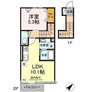 ガーデンリバーハイツ御領【2階】の間取り