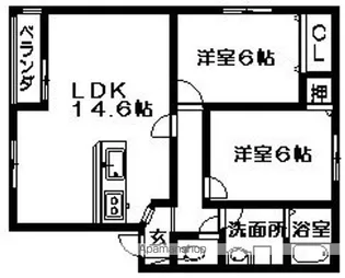 ヴィラ・ウエスト北館・南館【南館101号室】の間取り