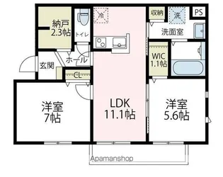 ラ・ショーム・ノワール【202号室号室】の間取り