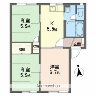 キャッスル秋峰B【1階】の間取り