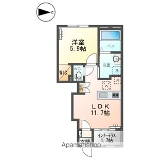 ドゥ シェルポン【105号室】の間取り