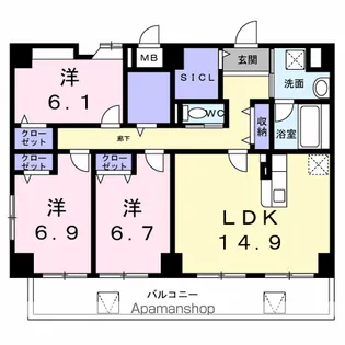 Y’S STATE 天王台【7階】の間取り