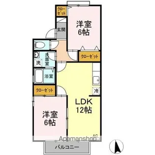セジュール久万ノ台 B棟【2階】の間取り