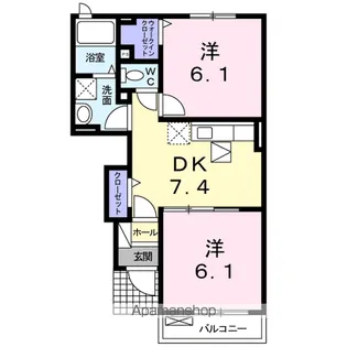 グラース ベルA【1階】の間取り