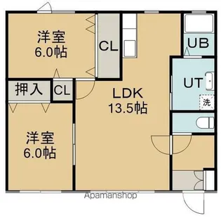 ヒルトン函館戸倉Ⅱ(ヒルトンハコダテトクラツー)【2階】の間取り