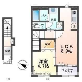 仮)ひたちなか市高場アパート【2階】の間取り