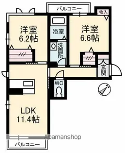 徳島県徳島市北沖洲4丁目【マンション】の間取り