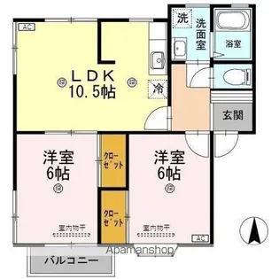 ツインコーポ割出 B棟【2階】の間取り