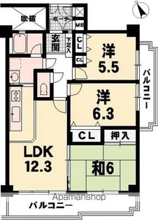 シャルマンコーポ第3瀬田Ⅱ【255号室号室】の間取り