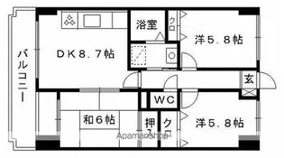 ヒルズ博多の森【206号室】の間取り