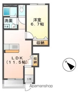 エスポアハイツ(ESPOIR HEIGHTS)【1階】の間取り