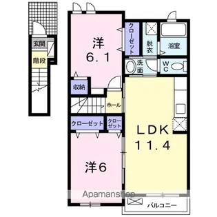 アンジュ・アームス【2階】の間取り