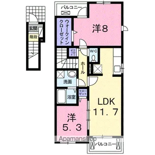 ピースヴィラ袋原南Ⅰ【2階】の間取り