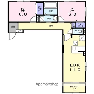 イースト・カーサC【104号室】の間取り