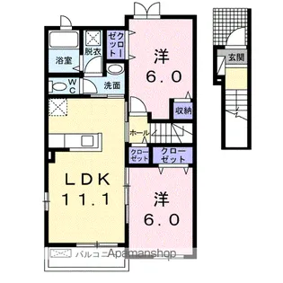 コットン ヴィラ・ノースⅠ【2階】の間取り