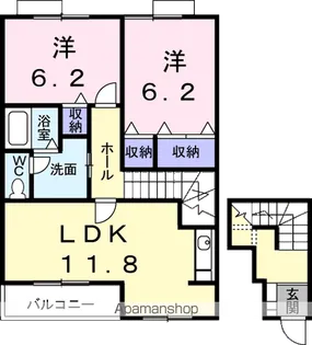 ソレアードB【2階】の間取り