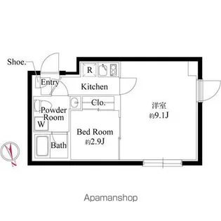 レジデンス北新宿【201号室】の間取り