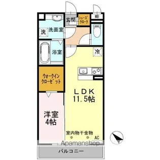 ウヴェルテュール【2階】の間取り