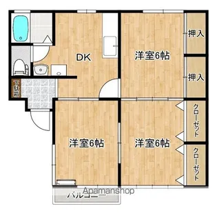 エステート塩富【2-1号室】の間取り