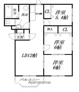 プレミアムNK【3B号室】の間取り