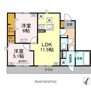 WEST COURT 楓【1階】の間取り