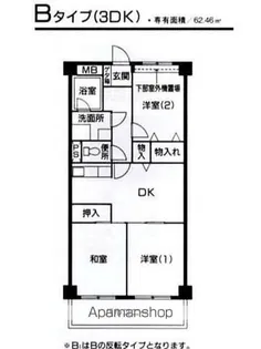 パインクレスト3号館【1階】の間取り
