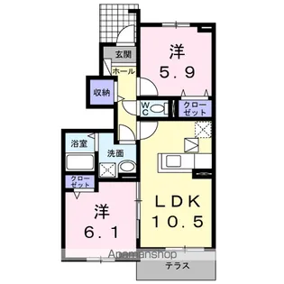 クラールプレディエC【1階】の間取り