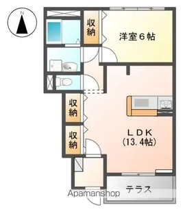 CALMーW(カーム ウエスト)【105号室】の間取り