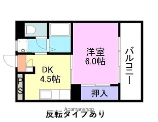 リバーコート(1DK)【2-E号室】の間取り