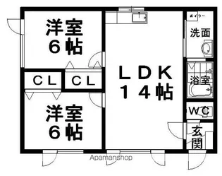 フラット三輪C【1階】の間取り