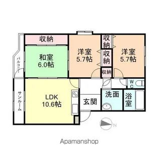 やかたマンション弐番館【3階】の間取り
