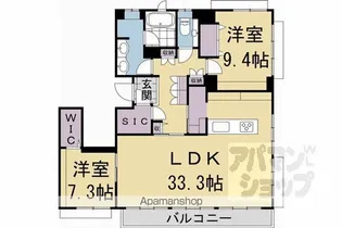 パーチェ三条菊鉾町【301号室】の間取り