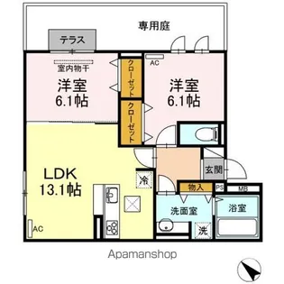 エコール草戸【1階】の間取り