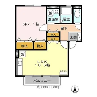 ウィルモア ABCDE館【B201号室】の間取り