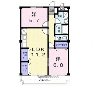 ルミエールカサマ【2階】の間取り