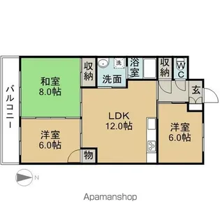 メロディーハイム【602号室】の間取り