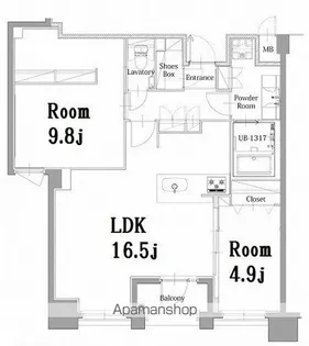 エンクレスト呉服町【13階】の間取り