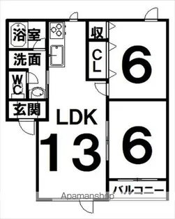 プリオールM【2-B号室】の間取り
