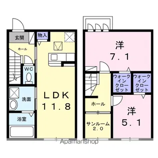 コンフィー中山台Ⅱ【1階】の間取り