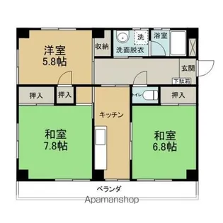 カーサ堤町【201号室】の間取り
